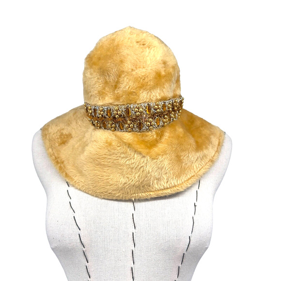 Yves Saint Laurent Tan Fur Hat with Gold Embellishment - Picture 1 of 8